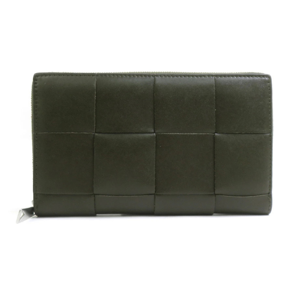 Bottega Veneta Round Zip Long Wallet Leather Khaki Green